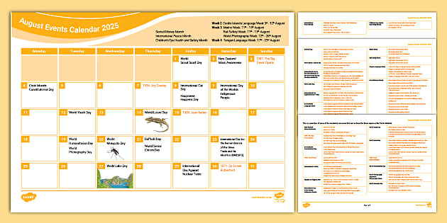 August Events 2025: Complete Global Calendar of Holidays, Festivals and Observances