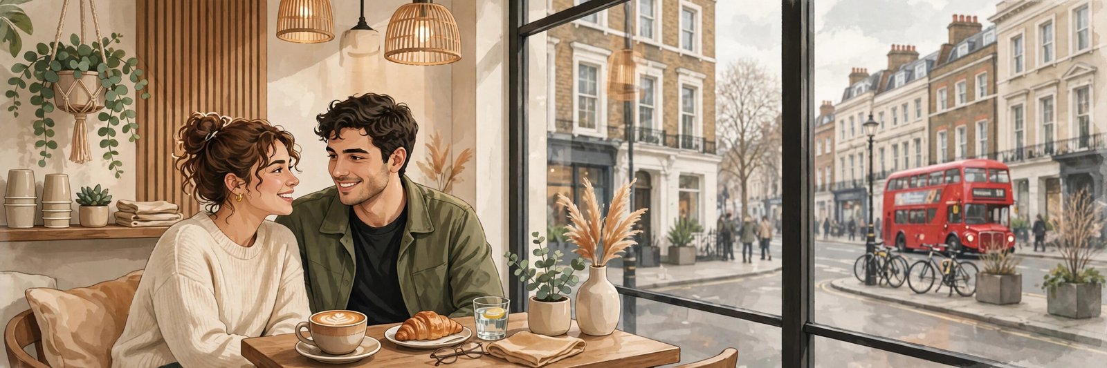 Young Londoners on a date in the city at dusk