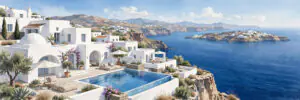 Luxury villa with infinity pool overlooking the Aegean Sea in Greece